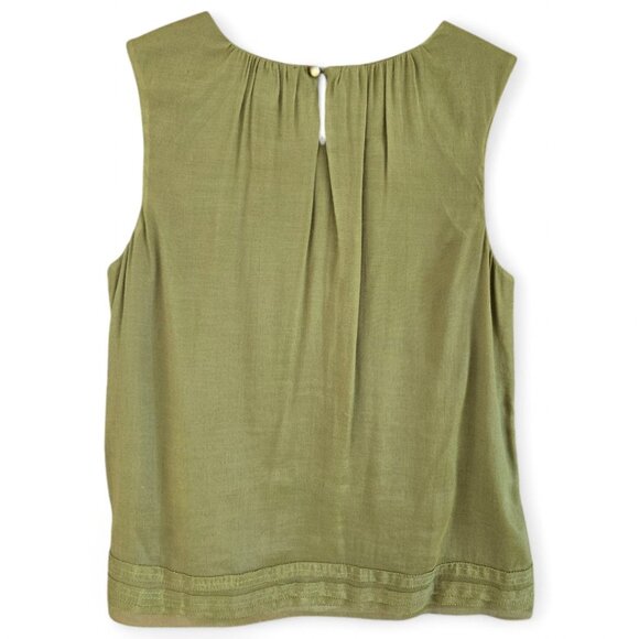 Coldwater Creek Womens Olive Green Sleeveless Round Neck Blouse Medium - Picture 2 of 8